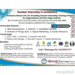 Free Internship in Coimbatore|Techvolt Software